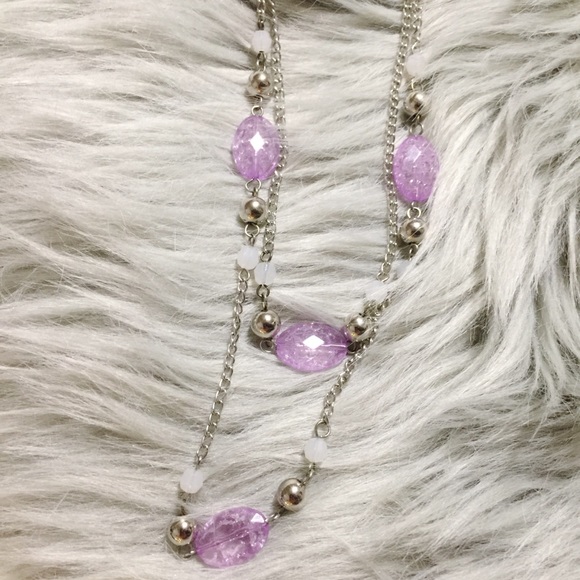 🆓w/🛍💜Lovely Layered Lavender Silver Necklace - Picture 7 of 12